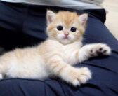 飼い主さんの膝を自分のベッドだと思ってのんびりくつろぐ子猫。その可愛い姿に心がポカポカ温まる (*´ｪ｀*)♡